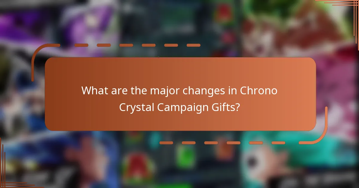 What are the major changes in Chrono Crystal Campaign Gifts?