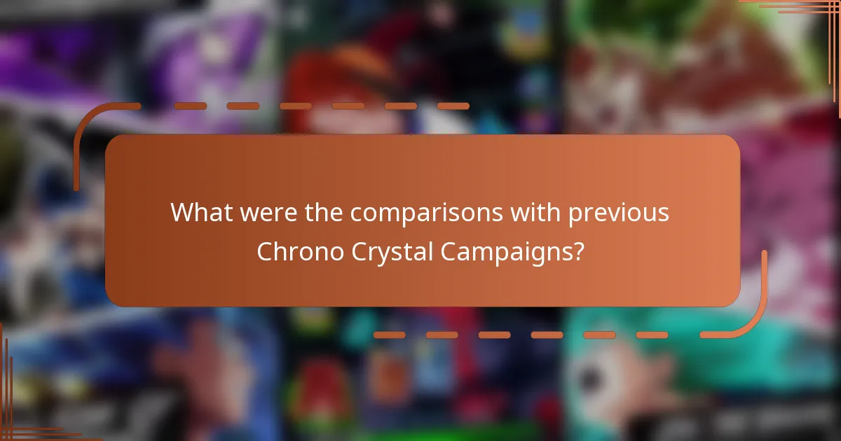 What were the comparisons with previous Chrono Crystal Campaigns?